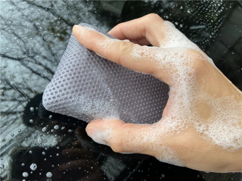 Lucullan 3 Color Microfiber Bug Sponge For Car Washing Ultra Soft Mesh Sponges to Clean Glass Paint Dirty
