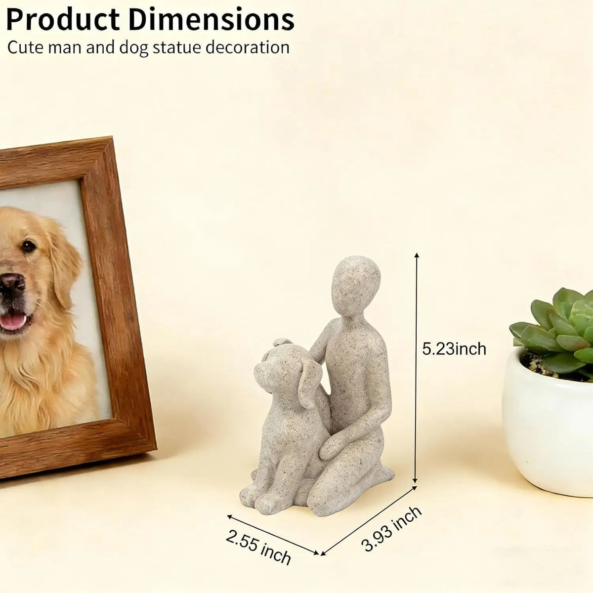 Man with Dog Resin Statue - Hand-Painted Pet Memory Gift – photo 4