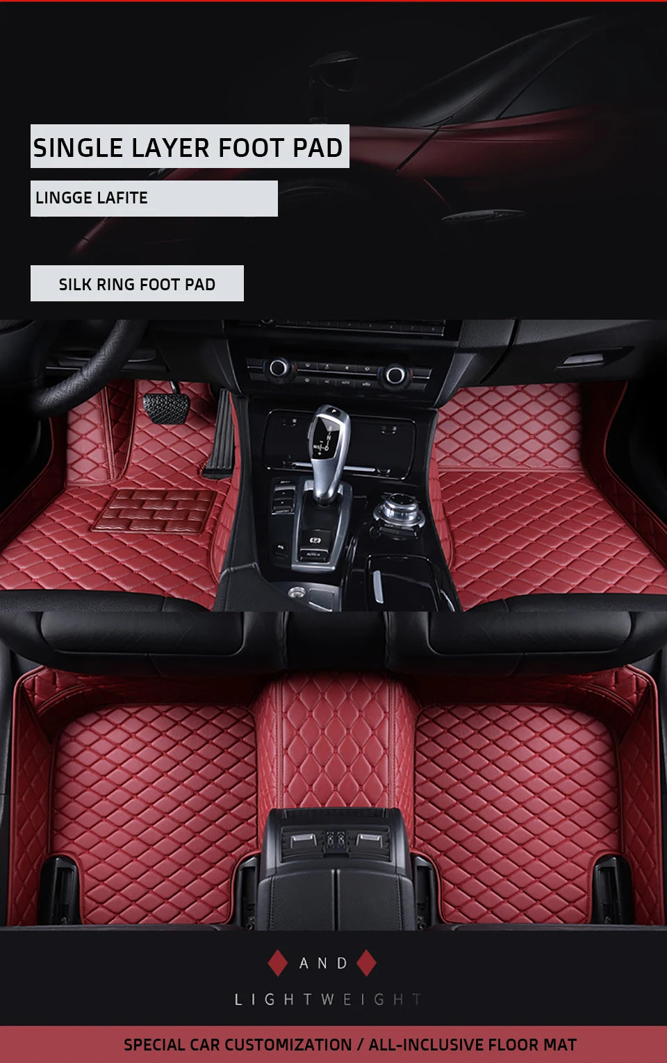 Custom-Fit Leather Car Floor Mats for Ford F-150 2009–2023 (Full Set)