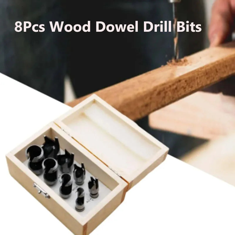 8 Pc Wood Plug Cutter Set, Carbon Steel Tenon Drill Bits