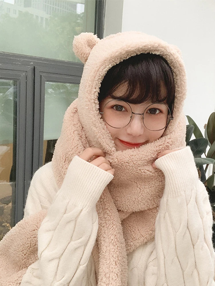 Women's Bear Ear Hat, Scarf & Gloves - All-in-One Plush Winter Set - photo 4