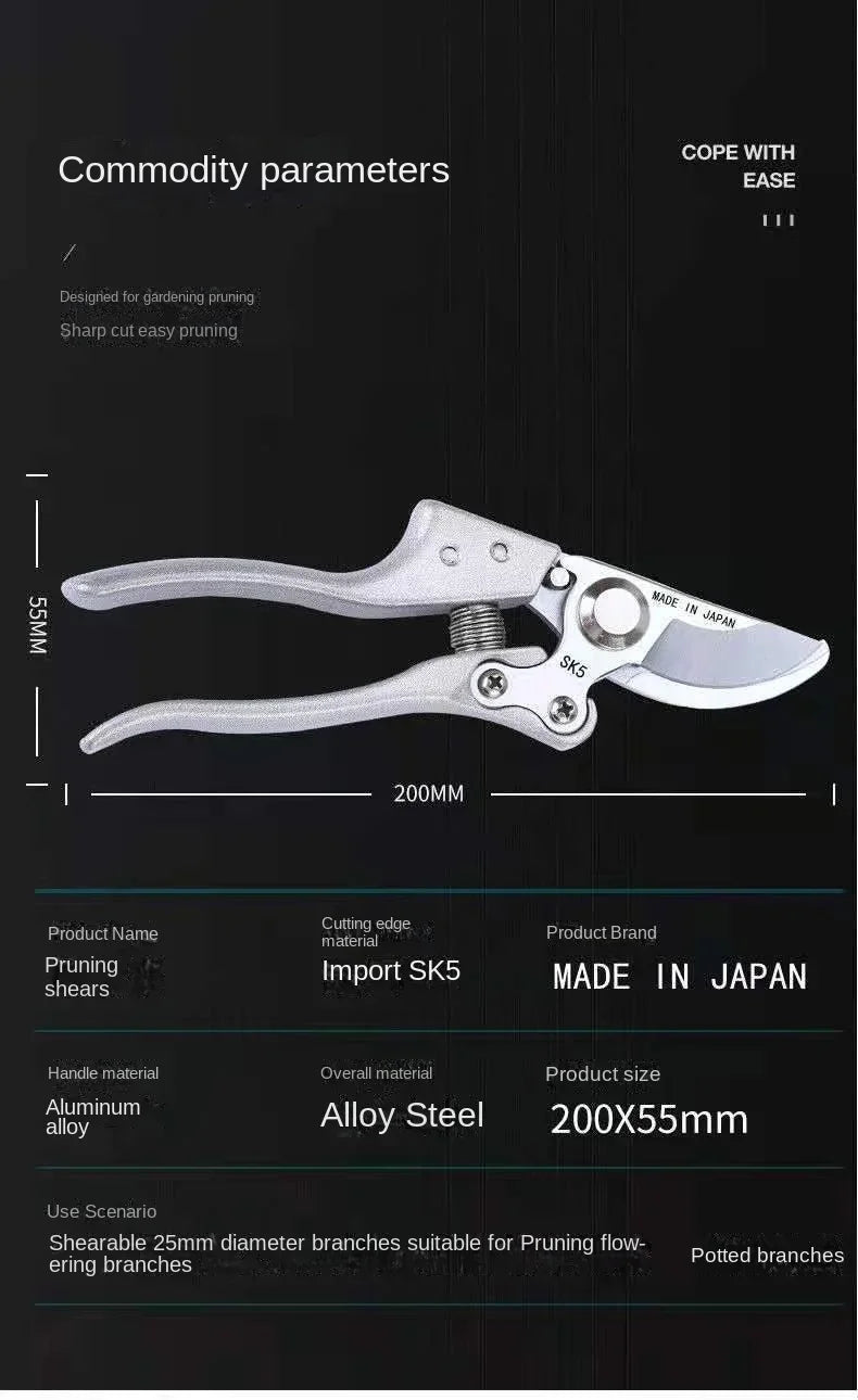 The Professional Gardener's Choice: SK-5 Steel Pruning Shears for Effortless Fruit Tree & Outdoor Trimming