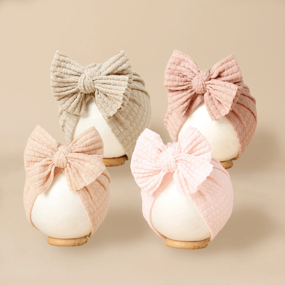 Baby Girl Bow Knit Turban Hat - Soft Newborn Beanie
