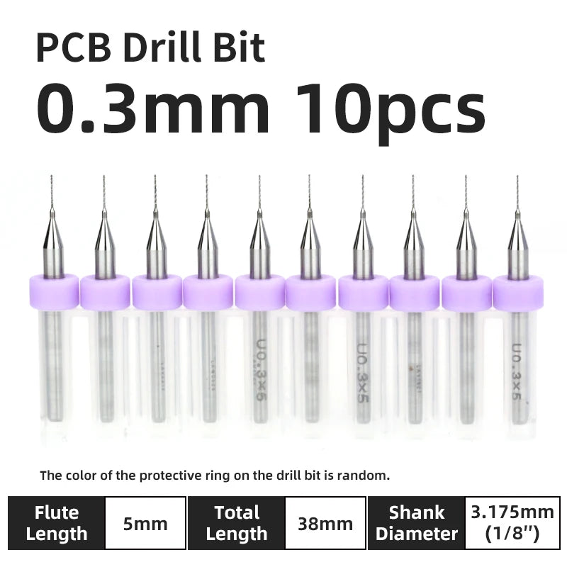 TOOLEYE 10pcs PCB Drill Bit Set Micro Drills Printed Circuit Board 1/8" Shank Mini CNC Drill Bits 0.1-3.175mm Drilling Tools