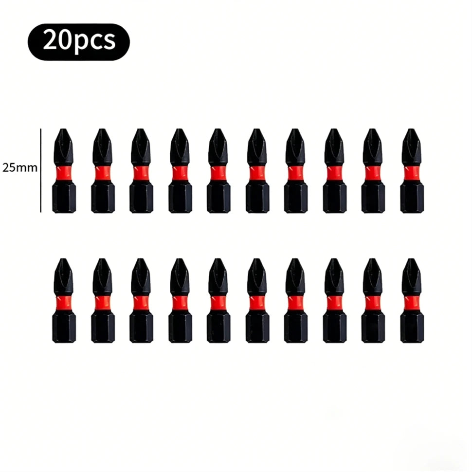 20pcs Magnetic Screwdriver Bit Set PH2 Phillips 25mm Anti-slip Shockproof Alloy Steel Impact Drill Bits for Outdoor Decoration