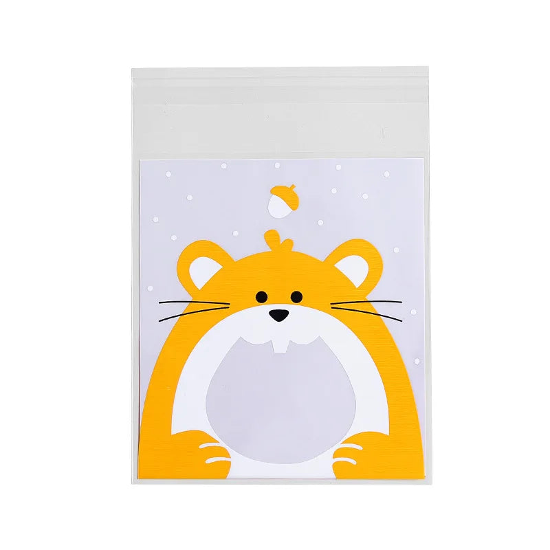 100Pcs Plastic Transparen Cartoon Candy Cookie Plastic Bags Self-Adhesive For Biscuits Snack Baking Package Kids Gift DIY