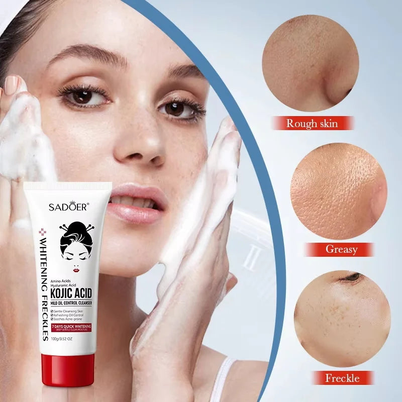 Kojic Acid Facial Cleanser Face Wash Foam Facial Cleansing Mossee Moisturizing Brightening Shrink Pores Facial Skincare Products
