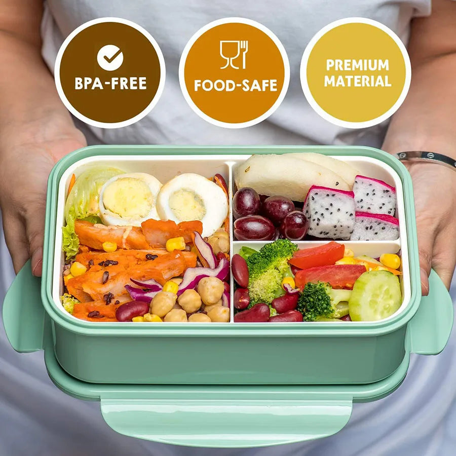 3-Compartment Bento Lunch Box for Adults & Kids - Spoon & Fork - photo 3