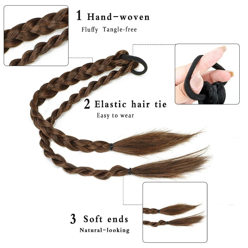 Synthetic Long Straight Sweet Cool Hair Wig Braids Hair Twist Braids Women Hairwear Accessories