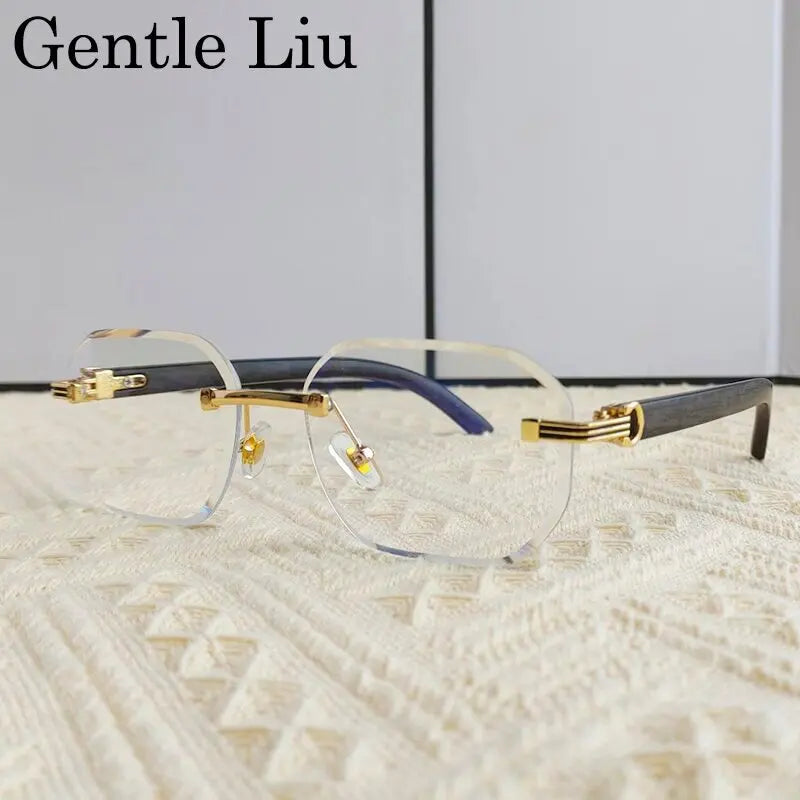 Rimless Square Sunglasses for Men — UV400 Anti-Blue-Light