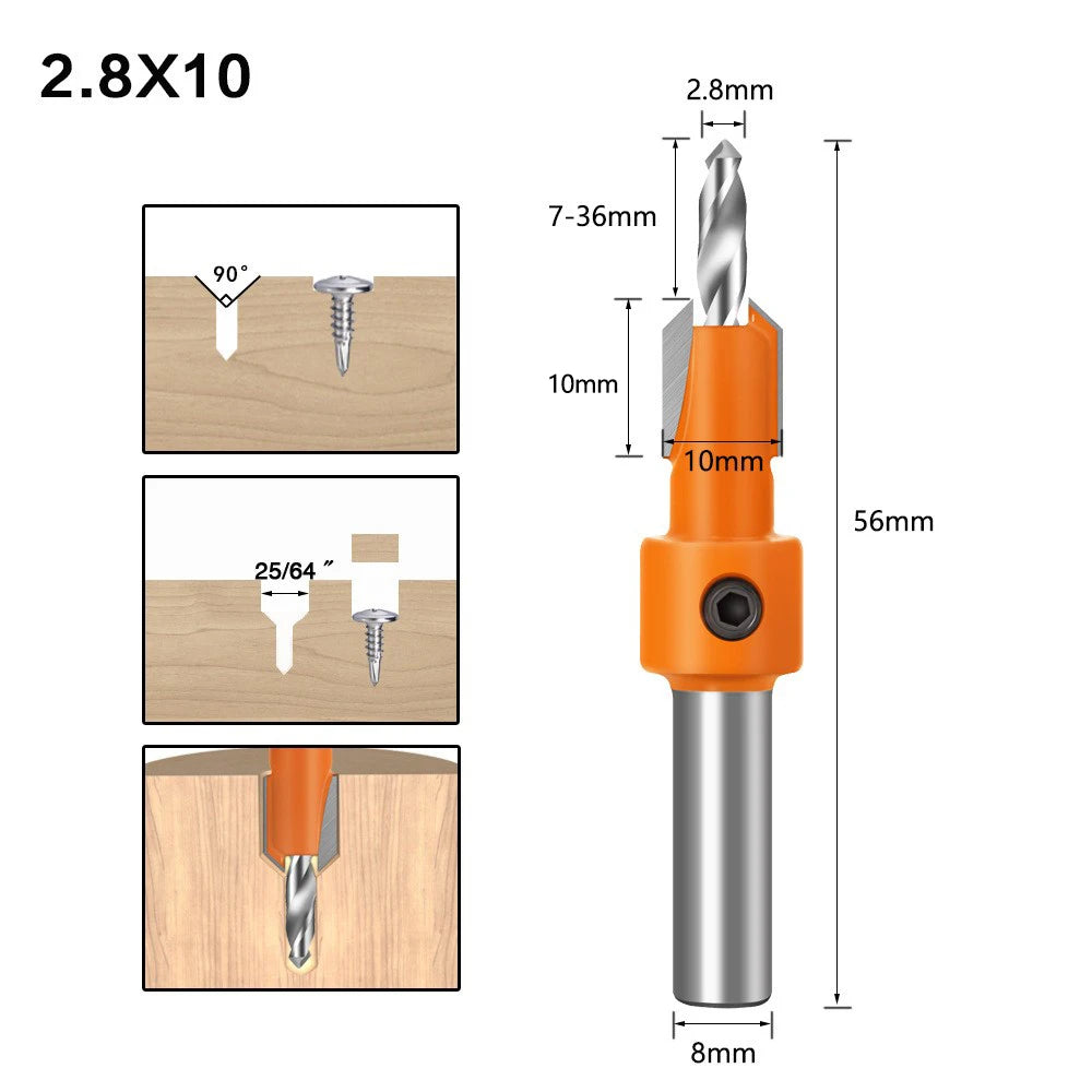 8mm Shank Countersink Router Bit, Woodworking Milling Cutter