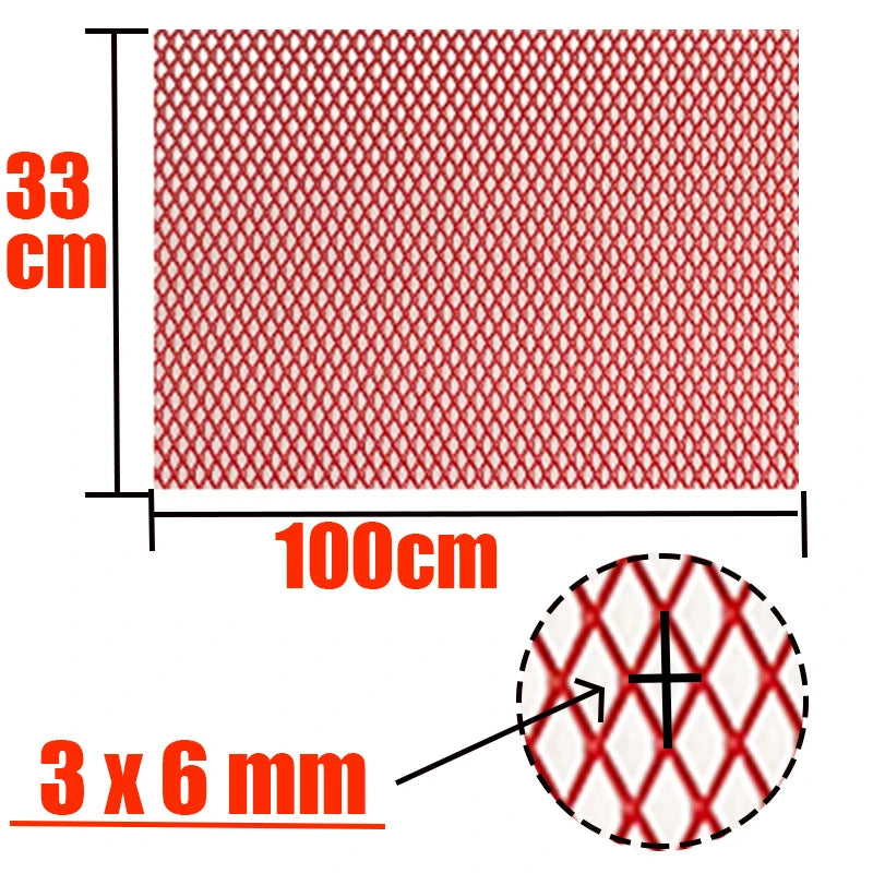 100x33cm Diamond Hole Aluminium Racing Car Bumper Grille Grill Mesh Net Vent Red Blue Tuning Universal Protector Home Garden