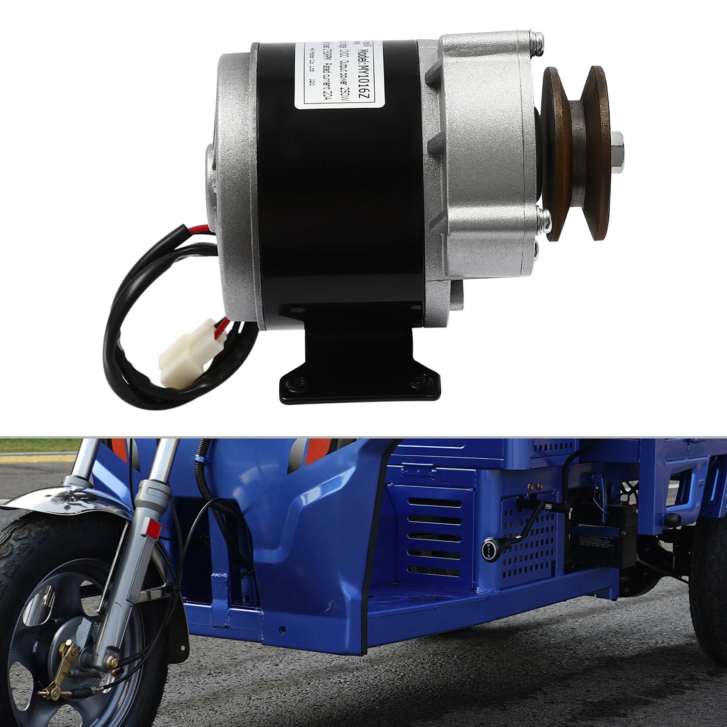 12V 250W Gear Reduction Electric Motor with Belt Pulley DC Motors Reductor for E‑bike Scooter