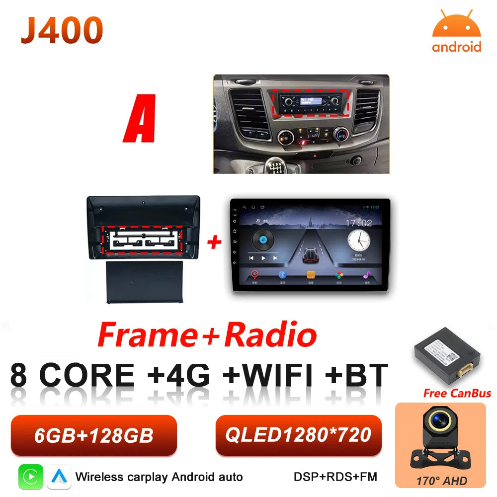 Android 16 Auto Car Radio For Ford Transit Custom 350 Transit V363 Wireless Carplay Multimedia Player GPS Navigation DSP 5G Wifi