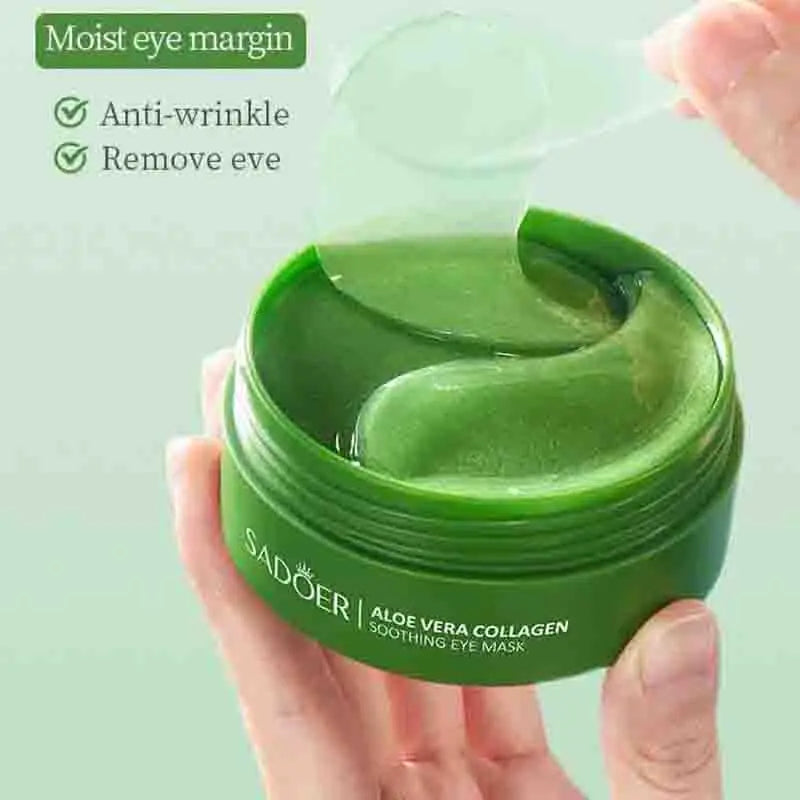 SADOER 60pcs Aloe Vera & Collagen Eye Masks – Anti Dark Circles, Eye Bags & Puffiness | Hydrating & Firming Under-Eye Patches for Women