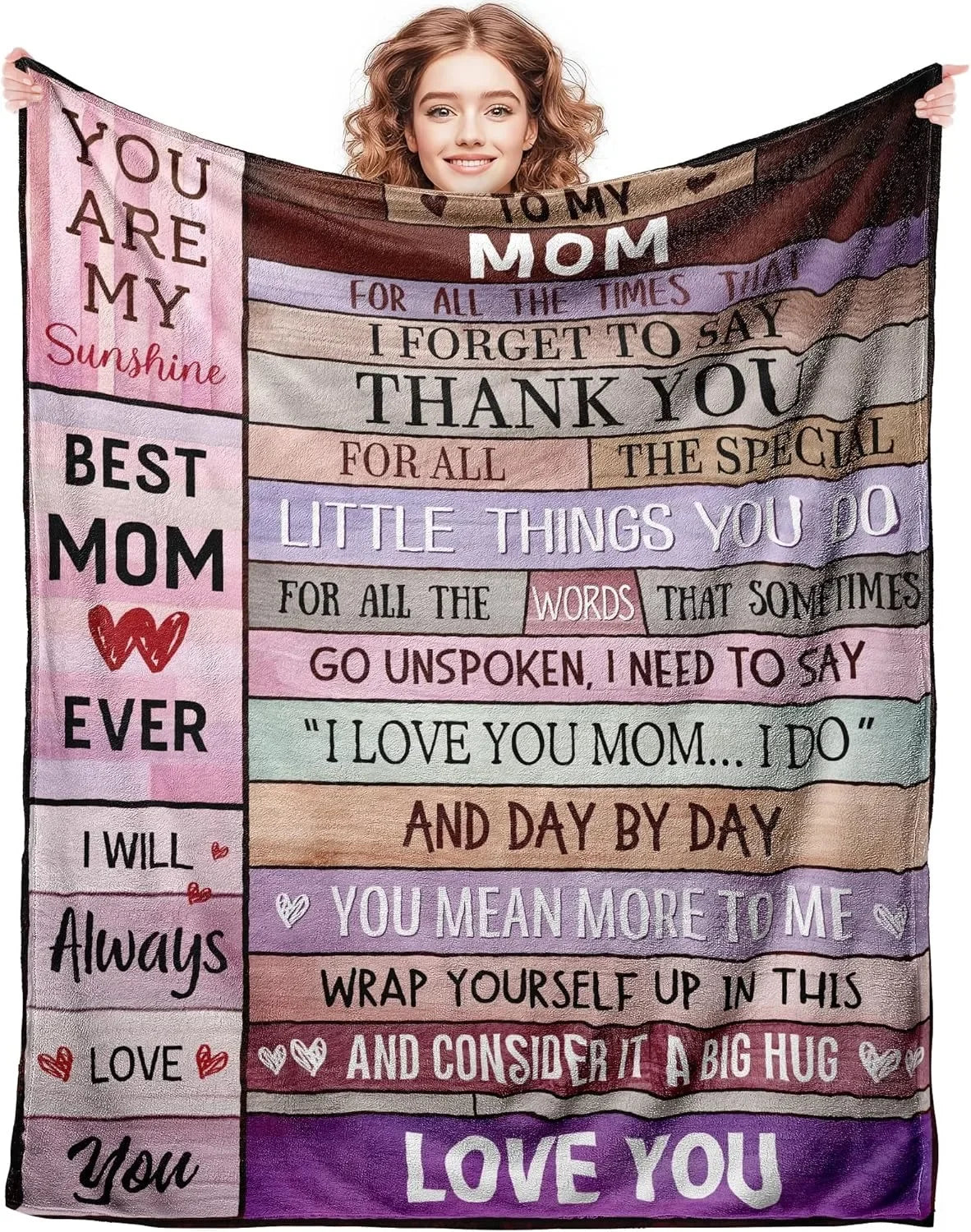 Gift for Mom Flannel Throw Blanket with Loving Message