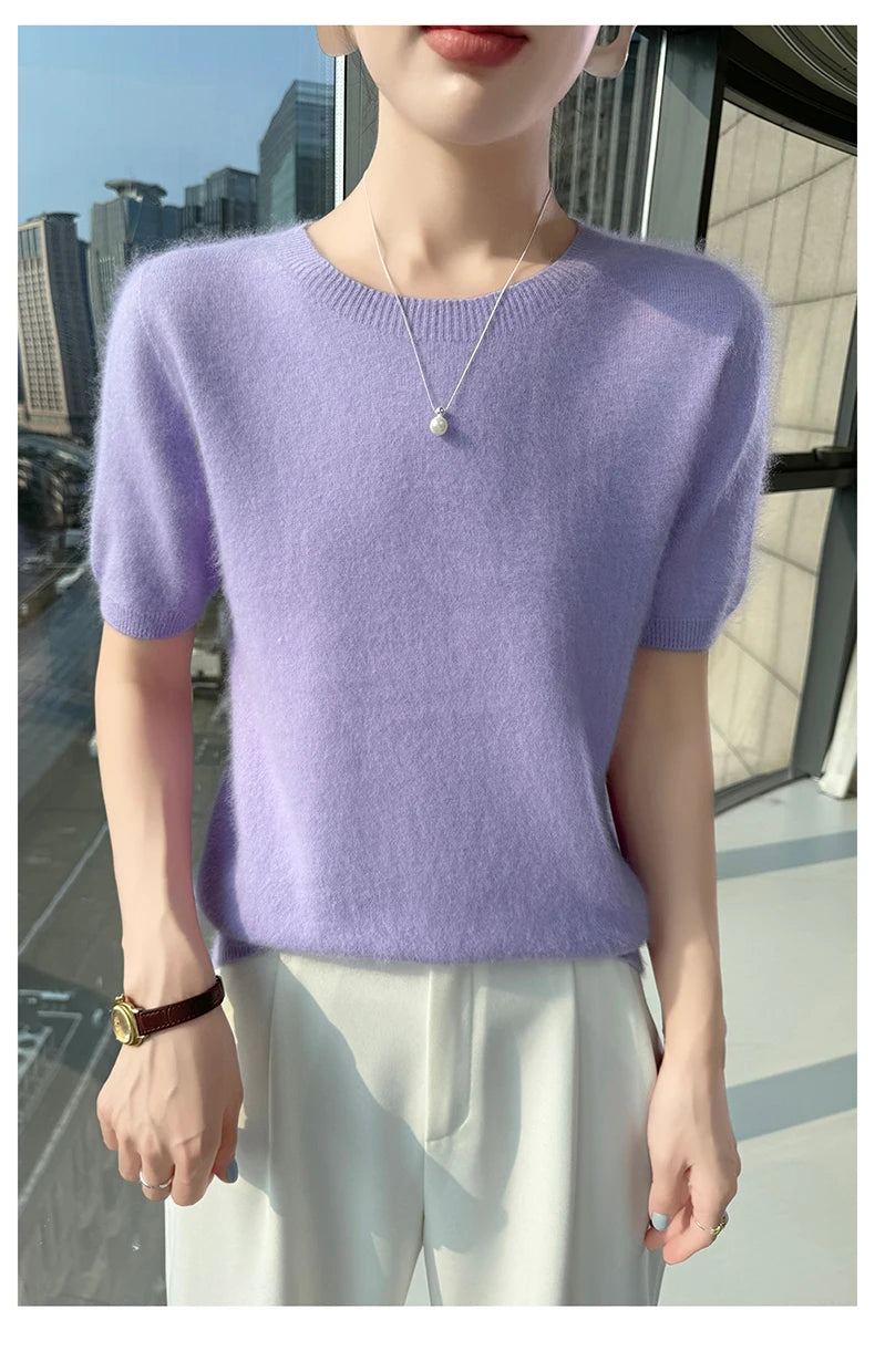 Women's Short Sleeve Knit Sweater Top