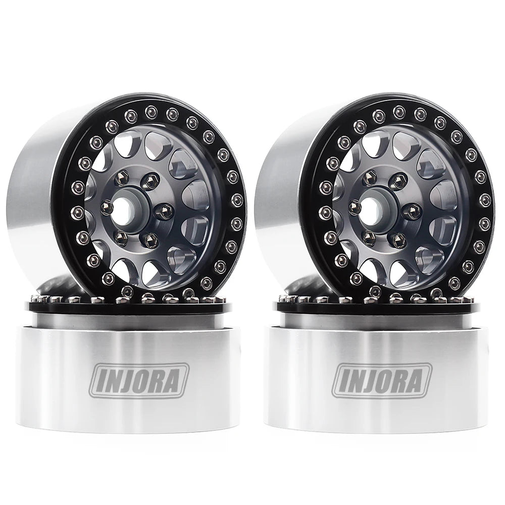 INJORA 4Pcs CNC Aluminum Alloy 1.9 Beadlock Wheel Rim for 1/10 RC Crawler Car Axial SCX10 90046 AXI03007 TRX4 VS4-10 Redcat Gen8