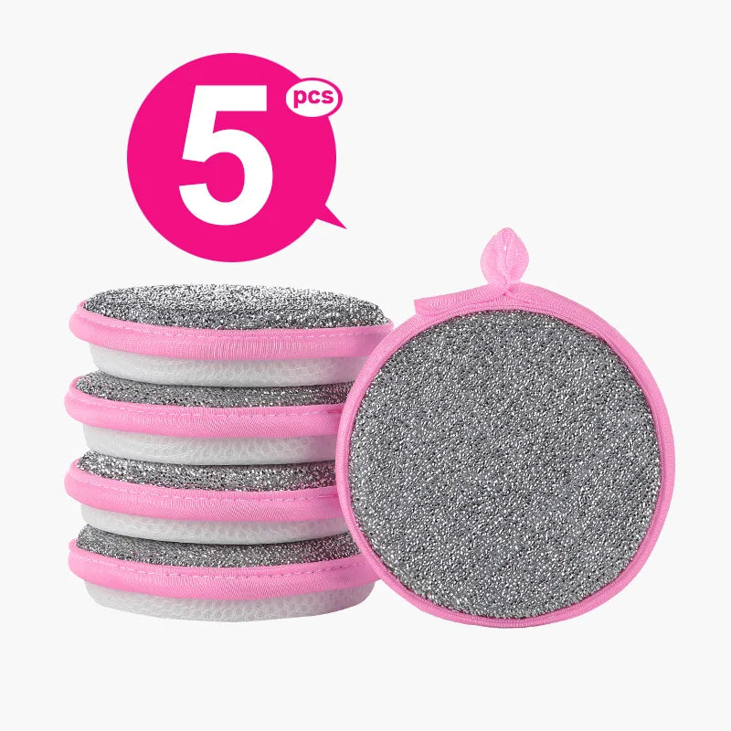 Kitchen Double-Sided Dishwashing Sponge Reusable Brushing Pots Wipes Pans Cleaning Cloth Home Grease Removal Dishwashing Cloth