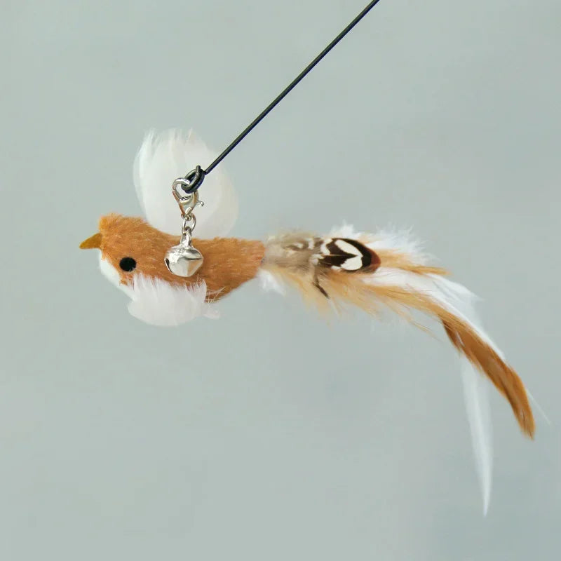 Cat Feather Toy Accessories False Birds Worm Toy with Bell Kitten Cat Toys Interactive Replacement Refill Foam Ball Training