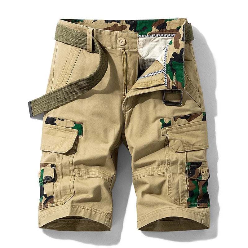 Men's Cargo Camouflage Shorts — Cotton Multi-Pocket Casual Beach Shorts