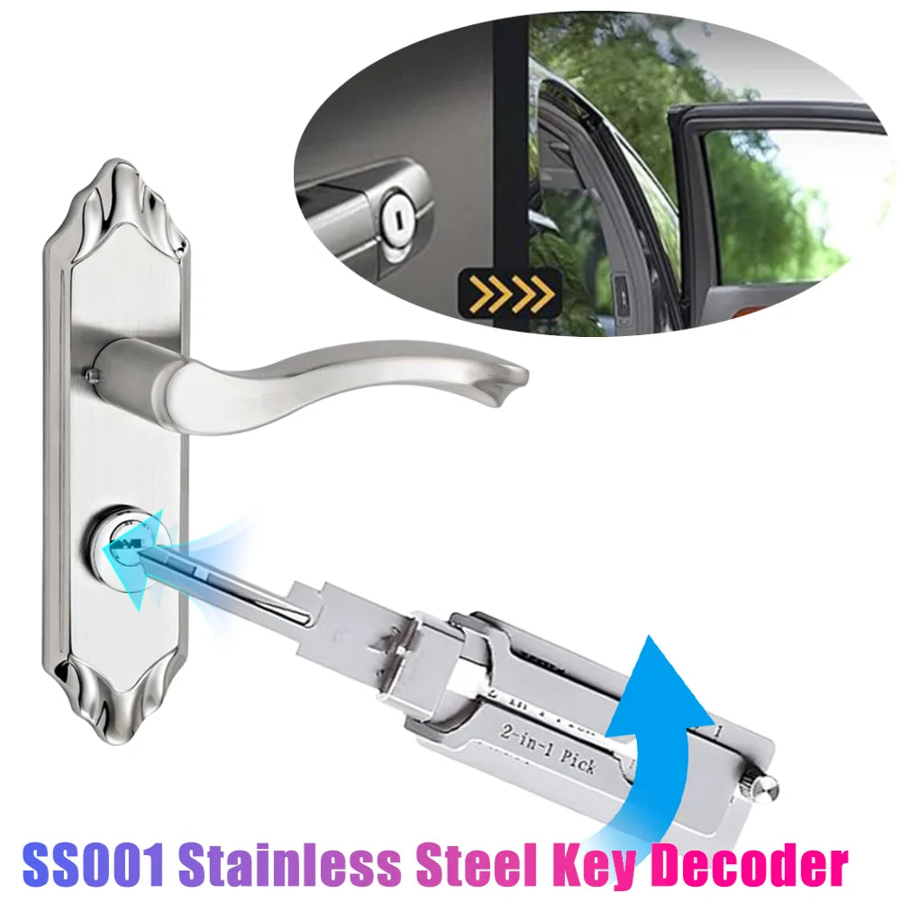 SS001 Key Decoder Stainless Steel Lock Key Precision Hook Pick Set Maintenance Repair Tool Unlocking Engineering Multi-function