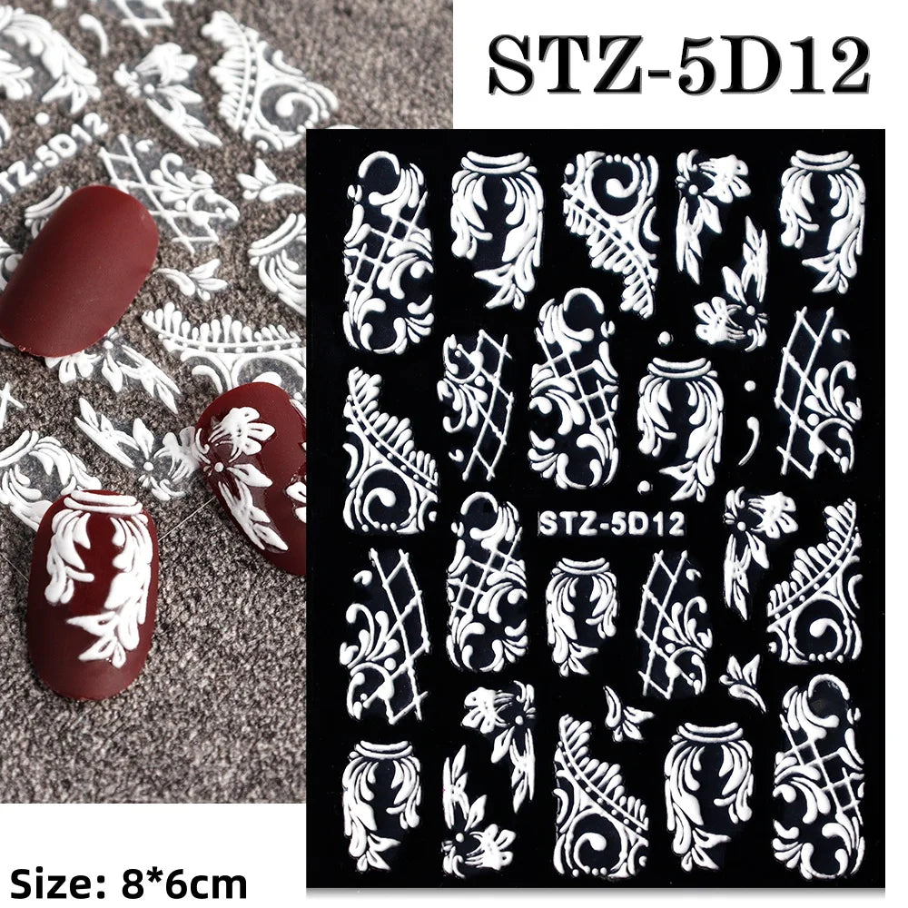 1pc Christmas Nail Art Stickers 5D Winter Holiday Themed Nail Decor Santa/Snowflakes/Christmas Trees/Gingerbread Nail Supplies *