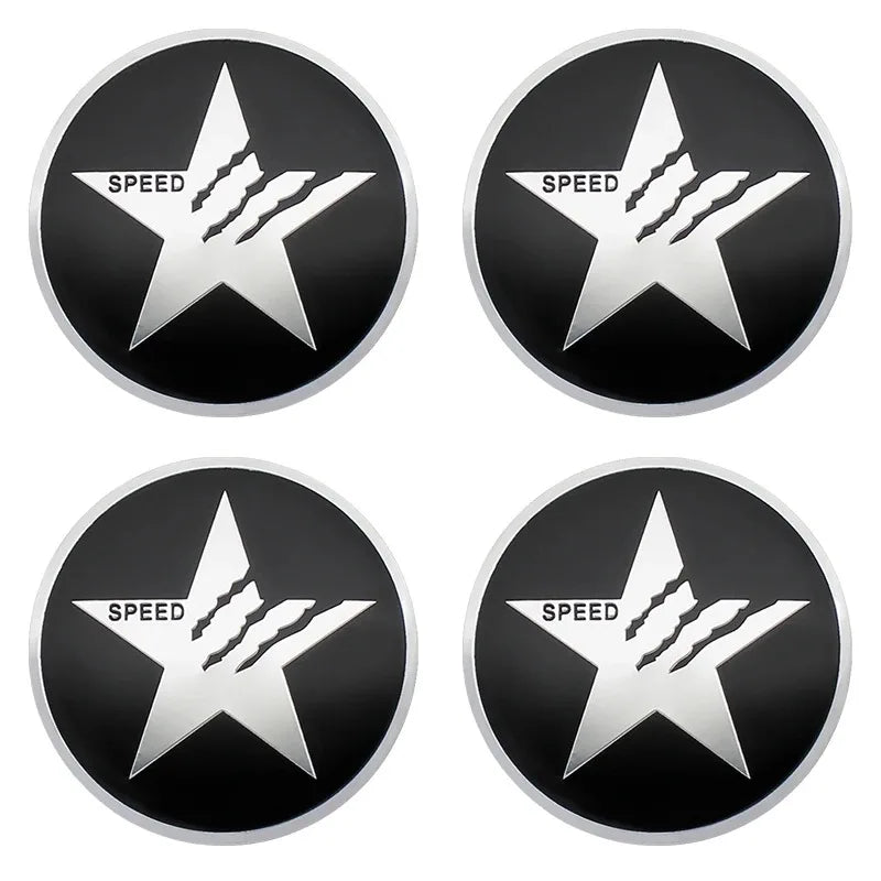 4pcs 56MM 60MM Car Wheel Hub Center Caps Rim Cover SPEED Star Logo Badge Emblem Stickers Universal Car Styling Accessories