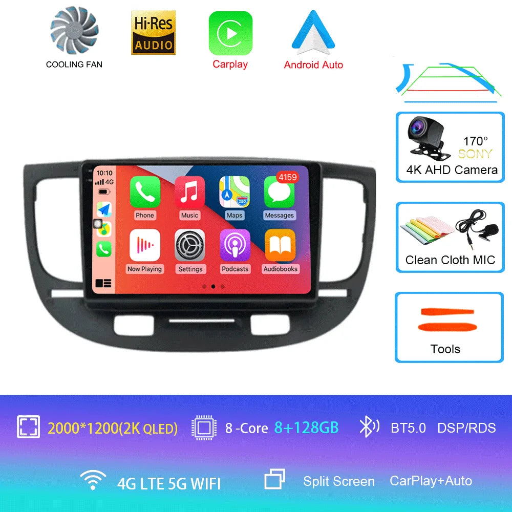 For Kia RIO 2 RIO2 2005 - 2011 Android 16 Bluetooth WIFI Car Radio Multimedia Video Player GPS No 2 Din Free Auto 360 Camera 4G