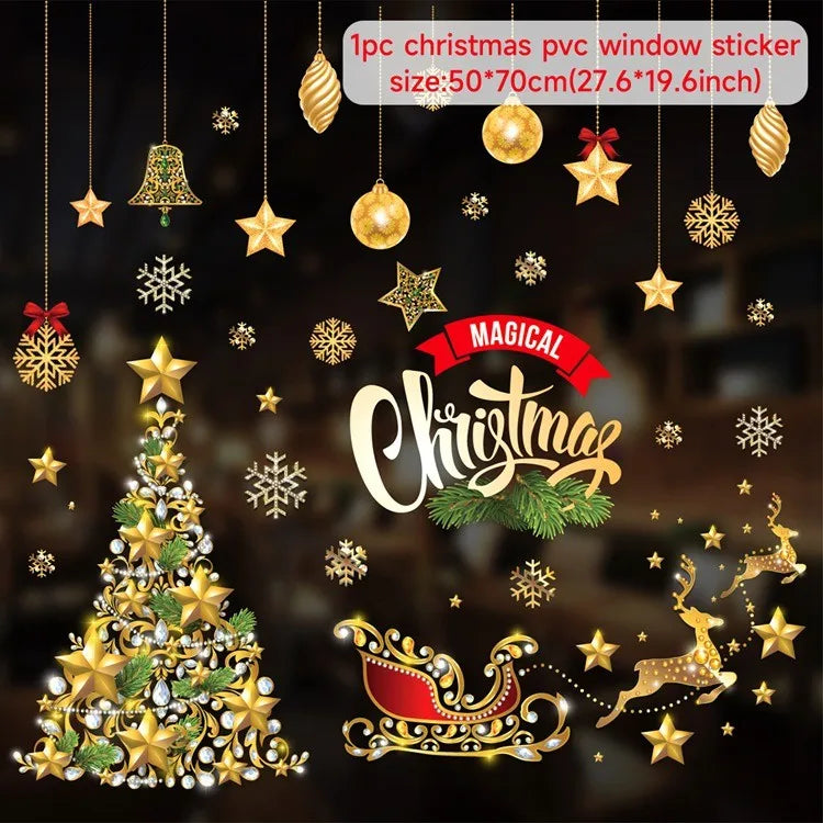 Christmas Wall Window Stickers Marry Christmas Decoration For Home 2026 Christmas Ornaments Xmas Navidad Gift New Year 2026