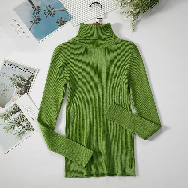 Women's Soft Turtleneck Sweater — Cotton Blend Knit