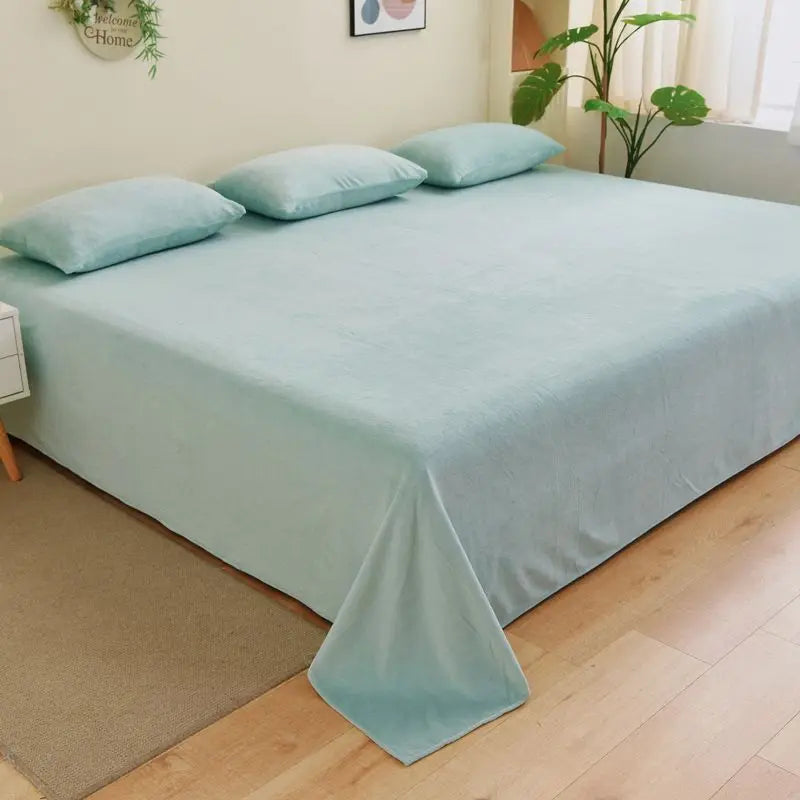 Winter Warm Thick Plush Velvet Flat Sheet Solid Color Large Size Soft Flannel Bed Sheet 350x245cm Not Including Pillowcase