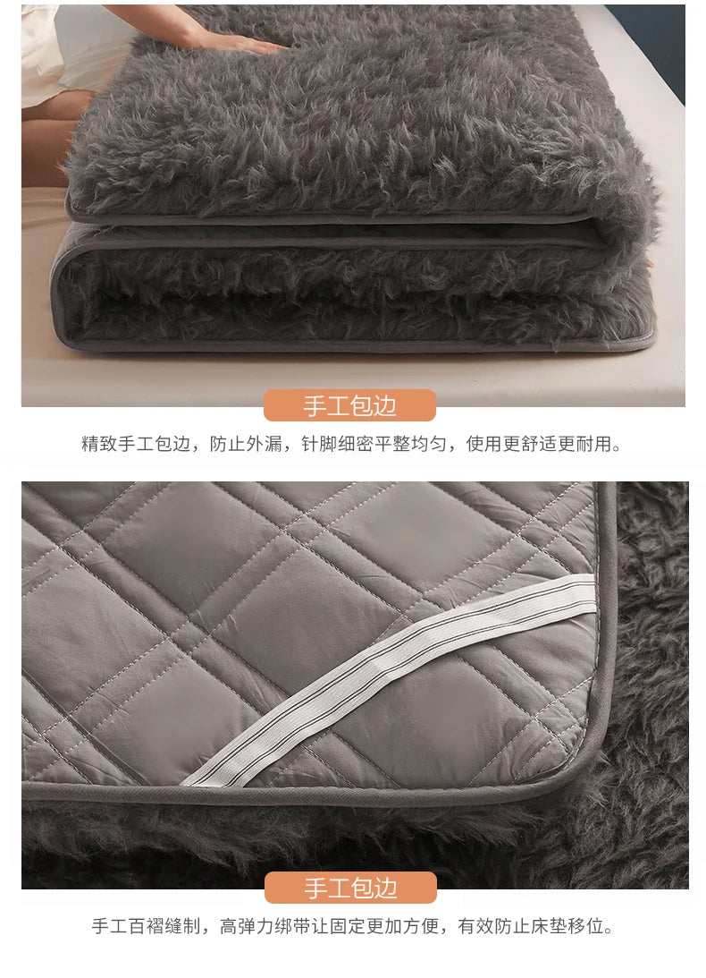 Wool Mattress Topper, Thick Warm Bed Pad