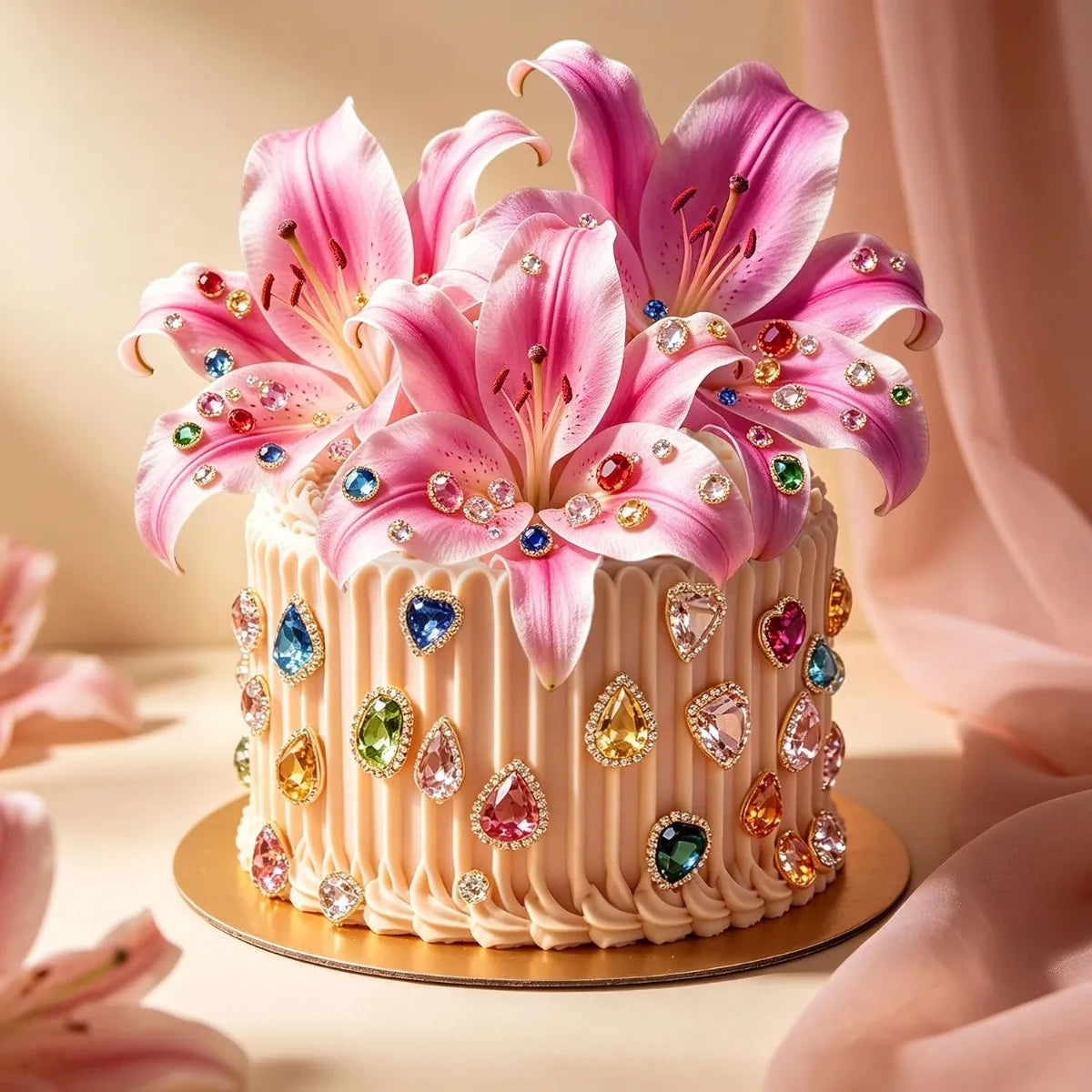 Gems Cake Toppers Gemstones Cake Toppers Artificial Flowers Cake with Diamonds Gemstones Set for Birthday Party Supplies Decor