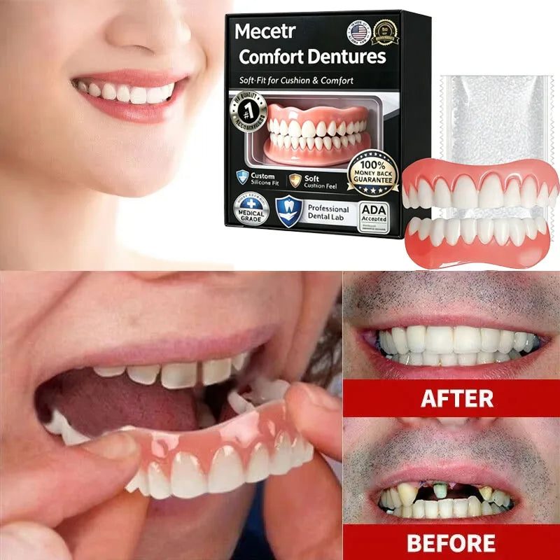 Upper & Lower Natural Silicone Dentures for Instant Confidence