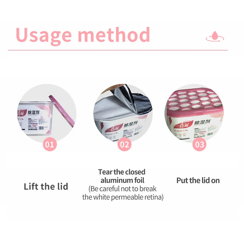 3-Pack Reusable Wardrobe Moisture Absorber Dehumidification Boxes for Closet Laundry Room - Eco-Friendly Moisture-Proof Storage