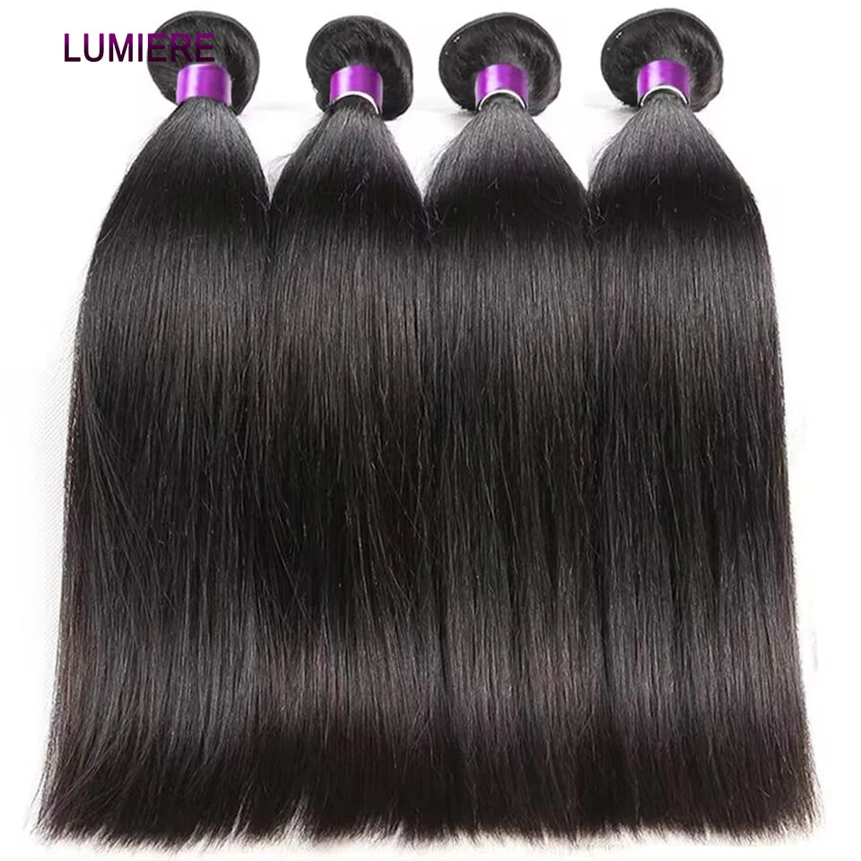 32 Inch 18A Bone Straight Human Hair Bundles 3/4 Bundles Hair 100% Raw Human Hair Bundles Deal Brazilian Virgin Hair Extensions