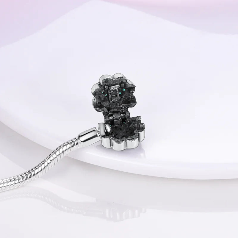 925 Sterling Silver Charm Bracelet – Star Moon Sun Four Leaf Clover Zircon | DIY Birthday Gift for Women (17-20cm)