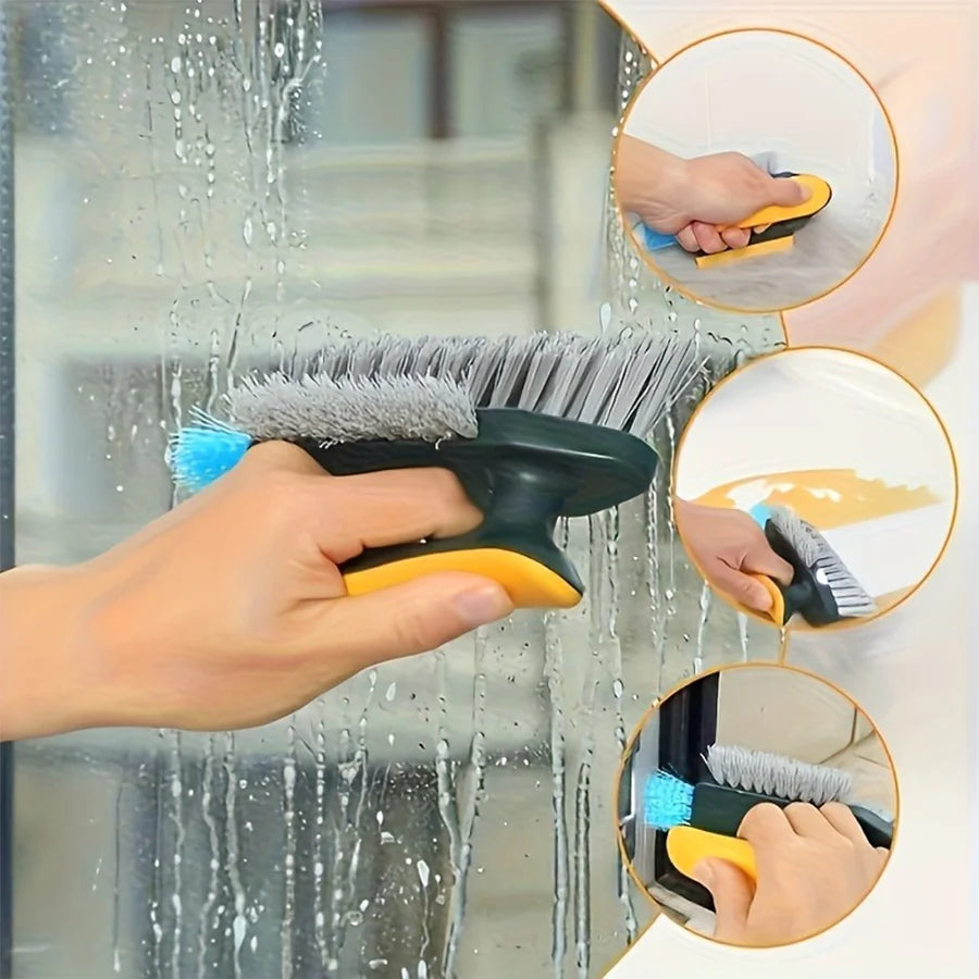 1Pcs 2-In-1 Handheld Cleaning Brush - No Dead Spot Multi-Functional for Crevices Windows Stoves Doors Laundry Tables