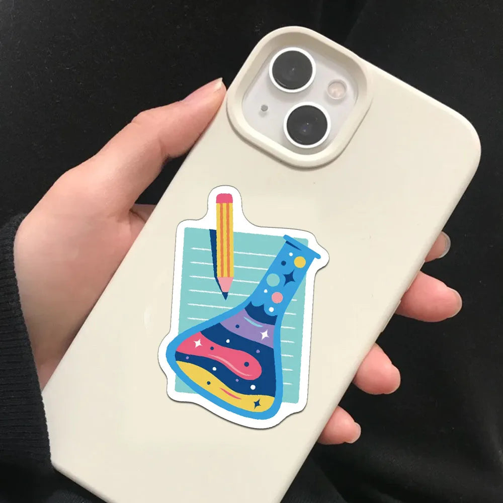 50PCS Creative Back to School Stickers Decorative Phone Cases Notebook Water Cups DIY Personalized Waterproof Stickers
