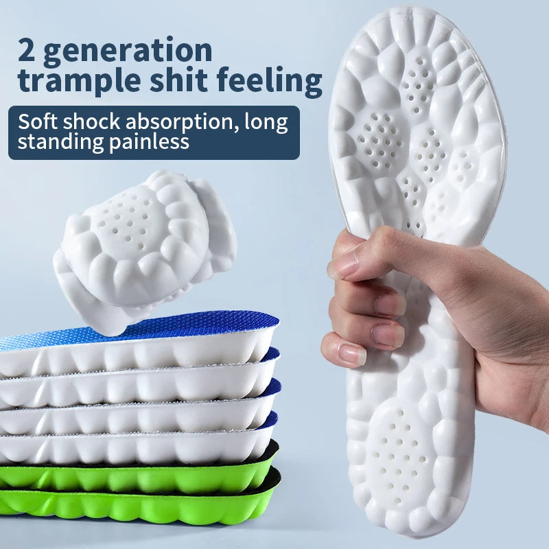 4D Cloud Sports Insoles – Shock Absorbing, Breathable PU Shoe Inserts
