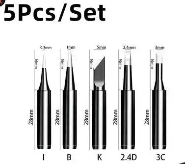 5pcs 900M Soldering Iron Tips Set, Copper Core Electric Soldering Bits for 936 Soldering Station