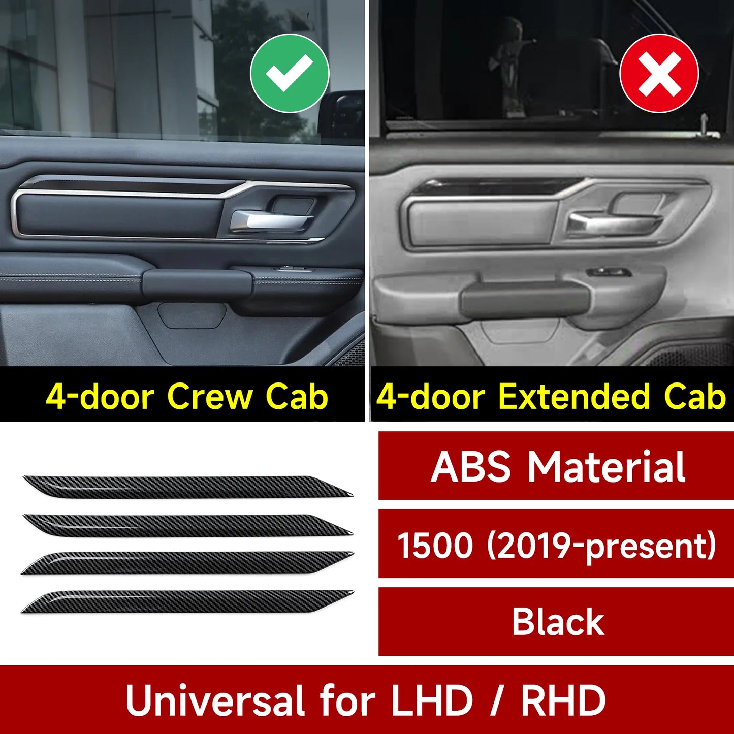 Carbon Fiber Interior Trim Sticker Kit for Dodge RAM 1500/2500/3500 2019-2026