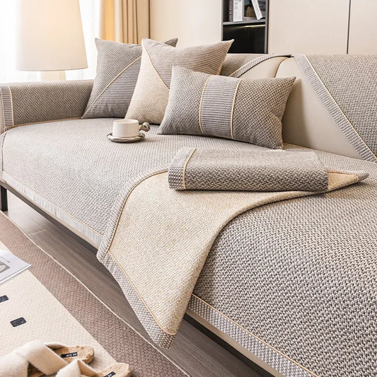 Woven Cotton and Linen Sofa Cushion for All Seasons Universal Non-slip Sofa Cover Cover New 2026 Backrest Cover Cloth Towel