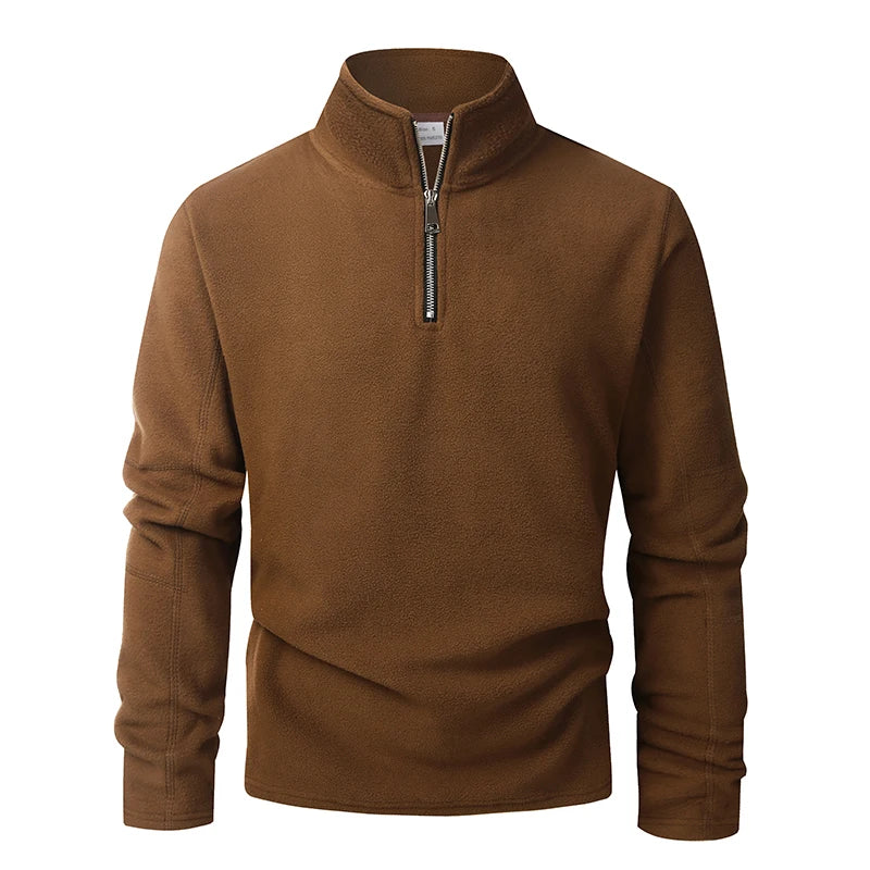 Men's Fleece Zip-Neck Pullover - Thick Stand Collar Sweatshirt - photo 13
