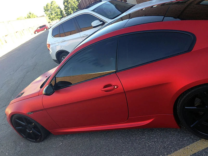 Premium Red Satin Chrome Matte Metallic Vinyl Film Car Wrap Foil with Air Release Self Adhesive Decal Sticker