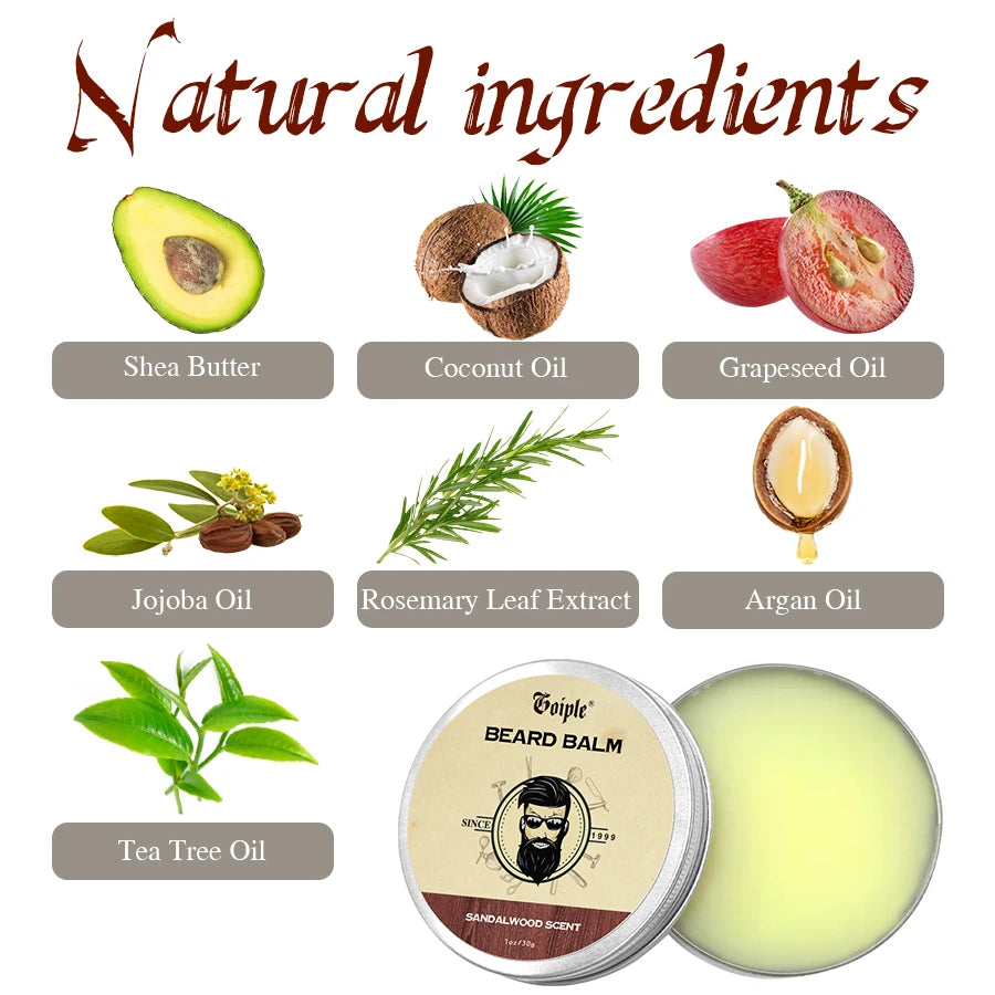 Natural Shea Butter Beard Balm for Men - 30g Moisturizing Styling Wax
