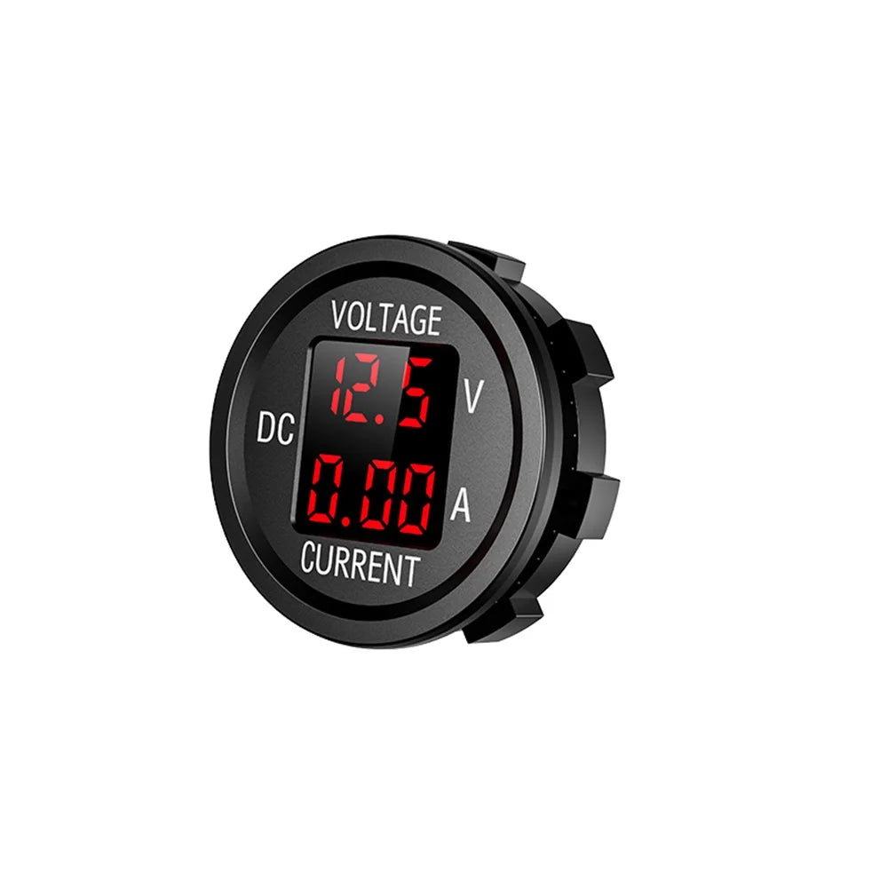 DC 5-48V Car Motorcycle Voltmeter Ammeter Mini Digital Waterproof LED Panel Tester Display Round Volt Meter Gauge For 12V Truck