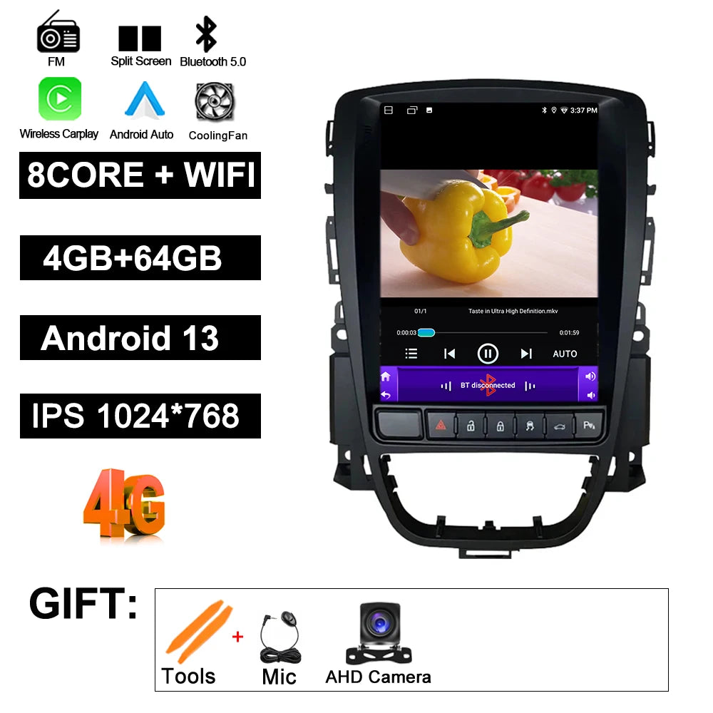 9.7" Car Stereo with Apple CarPlay & Android Auto, Compatible with Opel Astra J, Vauxhall & Buick Verano