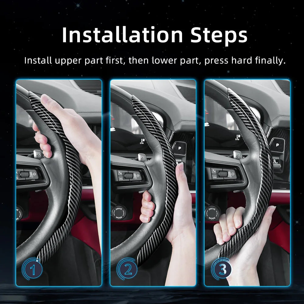 Suitable for Toyota Carbon Fiber Texture Steering Wheel Cover with Segmented Quick-Release Design, Durable, for Rav4, Hilux, Camry, Yaris, Corolla Cross, Kluger, Grand Highlander, Tacoma, Tundra, Sequoia, 4Runner, C-Hr